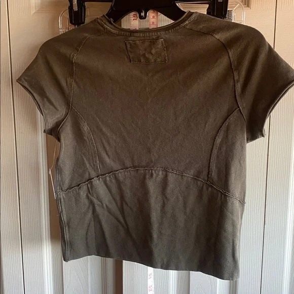 Free People NWT Protagonist WTF Distressed Brown Stretch Cotton Baby Tee Xl - Picture 4 of 12